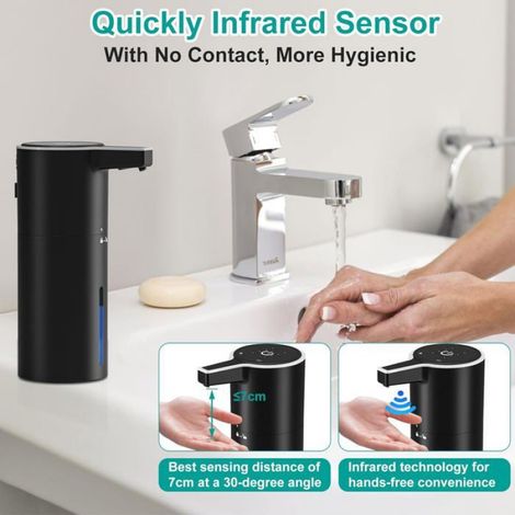 Distributeur Savon Automatique - 400 ml - Capteur Infrarouge - Installation Mural ou Sur Plan de Travail - 1 Pièce (1/5)