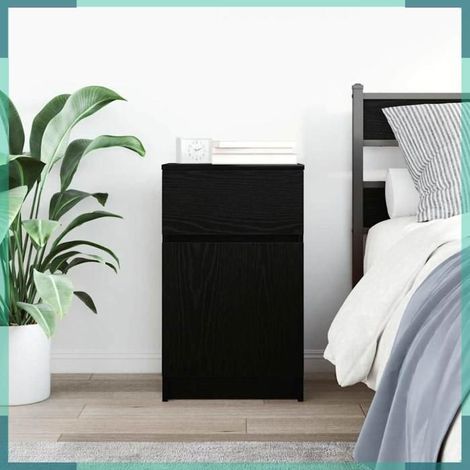 861321 Table de chevet noir 39x35x65 cm bois d’ingénierie (1/5)