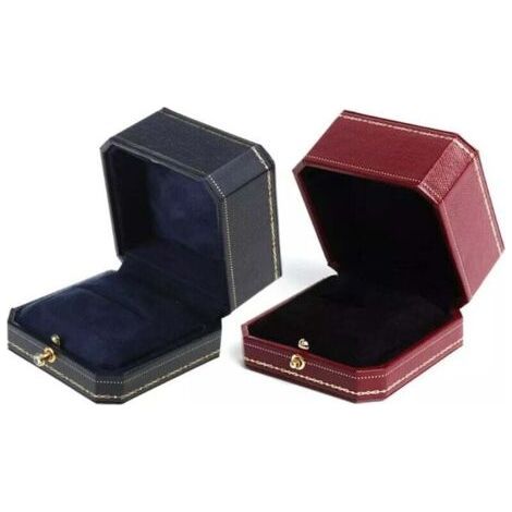 (2 pieces, red and blue) leather ring storage box, luxury jewelry box for proposal (1/4)