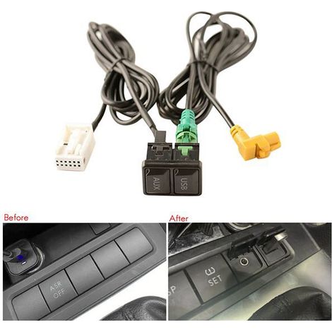 Compatible avec les Volkswagen Passat, Jetta et Golf : câble convertisseur audio AUX et prise USB de voiture (1/4)