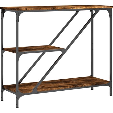 Table console，Table d'appoint，Bout de canapé，Meuble d'entrée chêne fumé 88,5x30x75 cm bois d'ingénierie