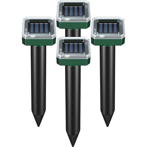Lot de 4 Pics Anti-Taupes Solaires Carrés Haute Puissance Imperméables ABS pour Jardin et Pelouse (1/5)