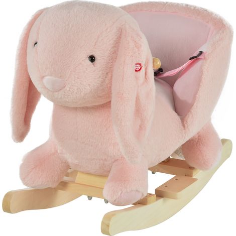 Cheval à bascule en forme de lapin avec sons, cheval à bascule interactif pour enfants de 18 à 36 mois, rose, 60x33x50 cm (1/5)