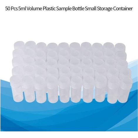 Bouteille d\'échantillon vide plastique 50 pièces, petit flacon de stockage + couvercle de 5ML -TUN (1/4)