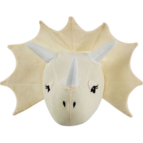 Décoration Murale Beige en Feutre et Coton 37 x 29 cm Fausse Tête de Dinosaure (1/5)