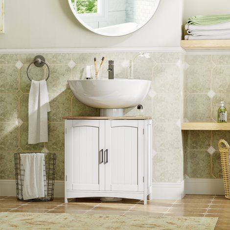Meuble sous-vasque de salle de bain Kleankin, style moderne, en bois, 60 x 30 x 60 cm, blanc (1/5)