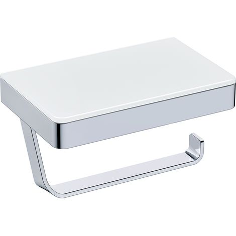 BERNSTEIN - Portarrollos de papel higiénico de acero inoxidable con repisa de cristal - Blanco - G501 (1/3)