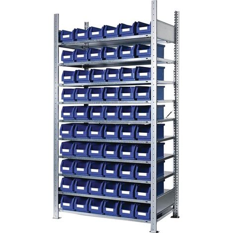 Steckregal H2000xB1000xT300mm Grundregal 10 Stahlböden 60 x Gr. 5 blau
