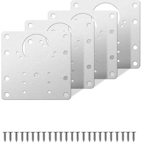 4pcs Plaque de réparation  plaque de fixation de réparation de porte d'armoire en acier inoxydable avec vis de montage pour meubles de porte d'armoire de cuisine