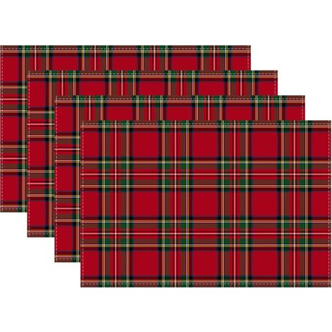 Sets de table de Noël Xiyin, décoration de restaurant à carreaux, fabricant de serviettes de table de Noël, nappes imprimées en polyester - 30 x 45 cm (lot de 6) - 2