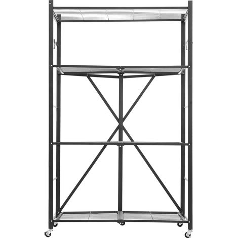 Mophorn Étagère pliante mobile à 4 niveaux, 91x53x152 cm, structure en métal robuste, capacité statique de 340 kg et dynamique de 90,7 kg, idéale pour le rangement dans le garage (1/5)