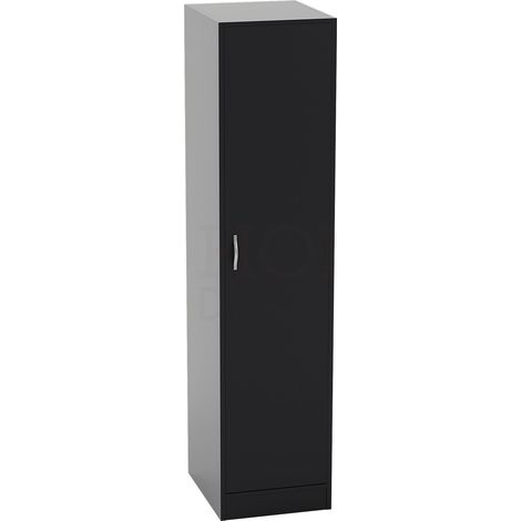 Riano 1 Door Wardrobe With Hanging Rail & Storage Shelf, Black