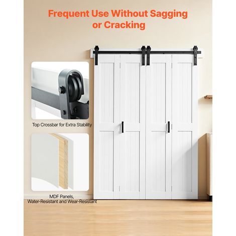 Porte Coulissante Intérieure Double Volets 1219x2134 mm, Porte de Grange Pliante avec Kit Quincaillerie pour Chambre Salon et Garag… (1/5)