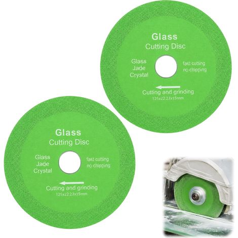 2 Pièces Disque Coupe Verre 125 mm, Disques de Coupe pour Disque Meuleuse 125, Dimensions 125 x 22,23 x 15 mm, Compatible Carrelage, Porcelaine, Granit et Coupe Bouteille en Verre (1/5)