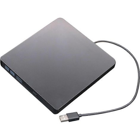 Lecteur CD externe USB 3.0, lecteur/graveur DVD-RW mince de type plateau de 12,7 mm, compatible avec les PC, les ordinateurs portables et les ordinateurs de bureau (noir). (1/5)