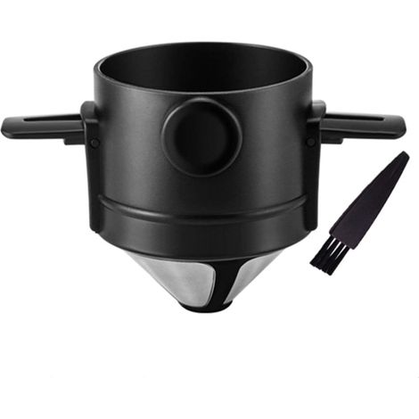 Manuelle Filterkaffeemaschine, 1–2 Tassen Fassungsvermögen, wiederverwendbarer Kegelfilter, Edelstahl, wiederverwendbare Kaffeefilter, Kaffeemaschine mit Reinigungsbürste. Ideal für Zuhause, Büro und 