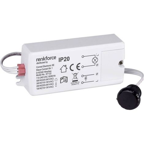 Détecteur de proximité 1289332 sans contact IP20 – Capteur 5-6 cm – Puissance 500W – Montage encastré plafond – Renkforce (1/4)