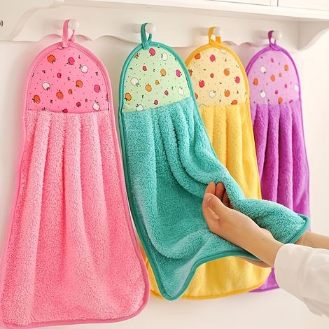 Lot de 4 petites serviettes douces, absorbantes et à séchage rapide, idéales pour nettoyer la salle de bain et la cuisine. Chiffons polyvalents. (1/5)