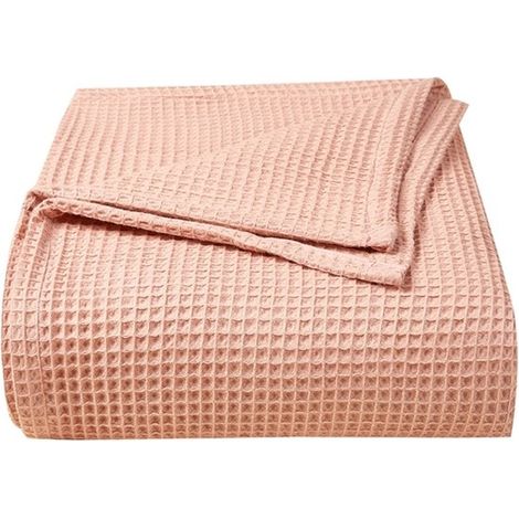 Couverture pour berceau bébé - Gaufrée - Coton - 70 x 110 cm - Couverture gaufrée - Tissu gaufré - Saumon (1/2)