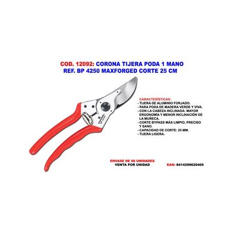 Forbici da potatura a una mano BP 4250 MaxForged taglio 25 cm