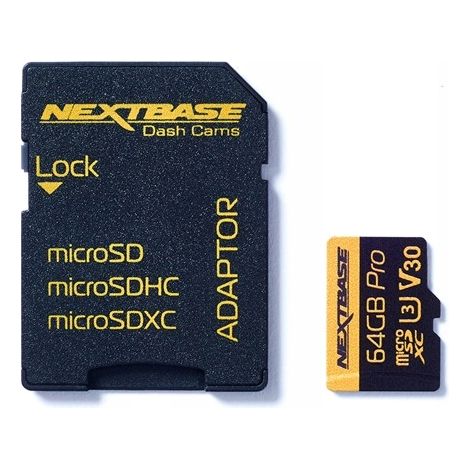 Scheda di memoria MicroSD Nextbase U3 da 64 GB con adattatore