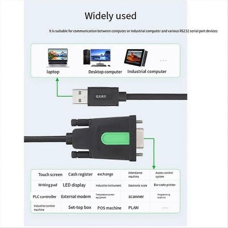 Câble série USB vers RS232, puce USB type A vers DB9 mâle (1/5)