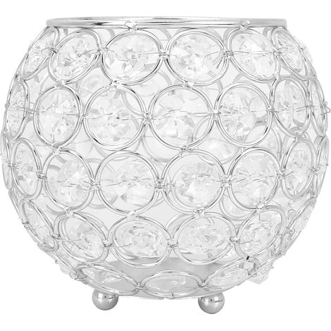 Bougeoir rond en fer forgé 12 cm, décoration de Noël européenne, chandelier argenté, lot unique, style vintage pour table et cheminée. (1/5)