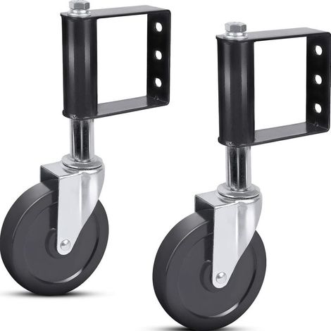 Pack Spring Loaded Gate Wheels, Aging Resistant Rubber with Universal Mounting Plate, 100kg Capacity, 100mm (1/5)