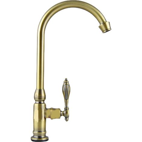 Robinet de cuisine - robinet de lavabo - alliage de zinc - bronze antique - poignée unique - noyau de valve en céramique - hauteur de sortie d'eau 25 cm - pour lavabo et lave-mains (1/5)