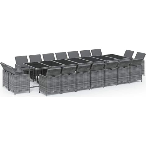 Maison Exclusive - Set da Pranzo per Giardino 19 pz con Cuscini Polyrattan Grigio (1/5)