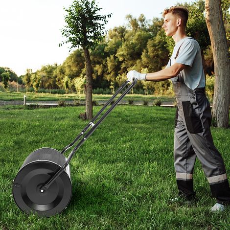Épandeur à Compost de 68 cm Rouleau en Treillis Métallique Épandeur de Gazon avec Poignée en Forme de ‘U’ Loquets Latéraux Noir CW2529 Maison Chic (1/3)