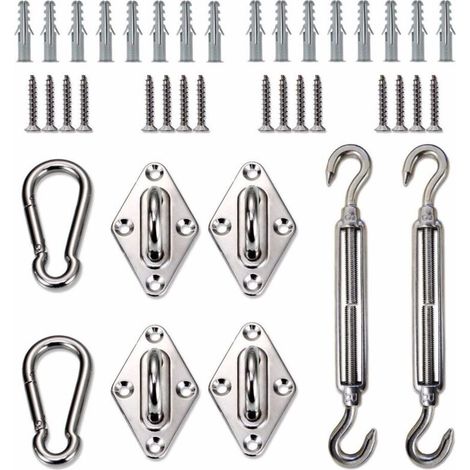 8pcs voile d'ombrage accessoires en acier inoxydable 6mm panier de fleurs/boucle de porte/combinaison de boutons-pression-Ensoleillé (1/3)
