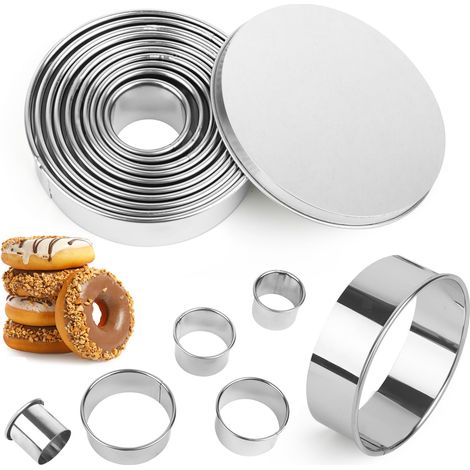 11 Pièces Empote Piece ond Cecle Patisseie pou Cuisine,Empote Piece Cecle a Patisseie,ond en Acie Inoxydable avec Délicate Boîte onde,Moules pou beignets, biscuits et pâtisseies (1/3)