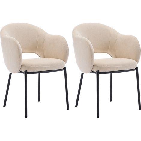 Sedia con braccioli in Tessuto testurizzato e Metallo Nero Beige - Lotto di 2 - ACACILIO