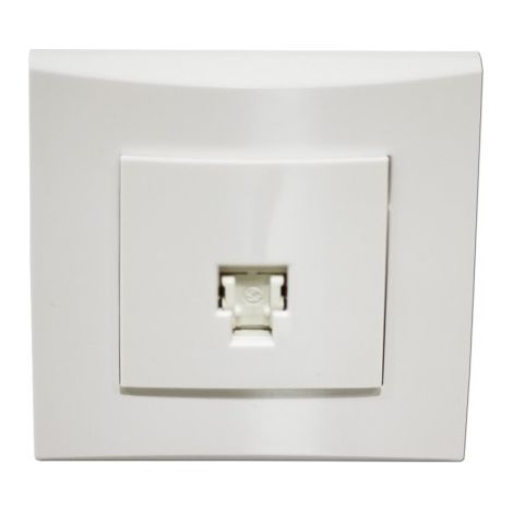 Prise RJ45 Cat5E UTP blanche 9 contacts noyau 3M encastré fixation vis avec plaque de finition ALTERNATIVE ELEC AE52011-P