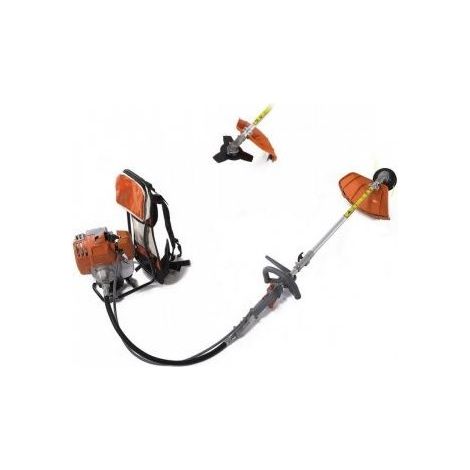 DESBROZADORA 52CC MULTIFUNCIONAL DE MOCHILA ACOLCHADA, MOTOR PROFESIONAL CON CABEZAL DE HILO Y DISCO