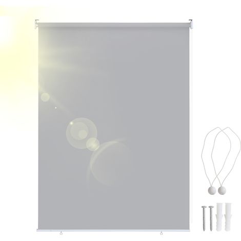Randaco Senkrechtmarkise 180x240 cm Balkonrollo Hellgrau UV Schutz Sonnenschutz Sichtschutz wasserdicht wetterfest Balkon Terrasse