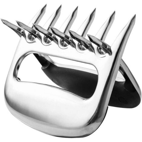 Griffes d'ours pour barbecue, vaisselle de barbecue en acier inoxydable antirouille, patte d'ours pour couper la viande, très appropriée pour tirer du porc (Acier inoxydable) (1/4)
