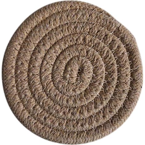 Set de table rond tissé en corde de coton, décoration de table, antidérapant, tressé (1/5)