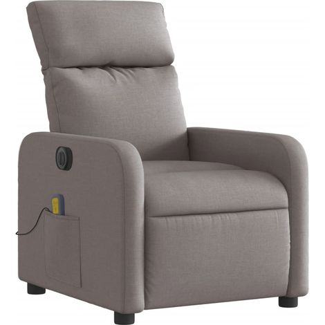 Poltrona relax TV con funzione massaggio reclinabile elettrica in tessuto tortora DEC027269