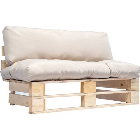 Canapé de jardin palette avec coussins-Salon de jardin Sofa extérieur sable Pinède 763025 (1/5)