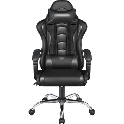 Homevive Silla Gaming Ergonómica con Ruedas Silla de Oficina Ajustable con Soporte Lumbar Capacidad 150 KG Negro (1/5)