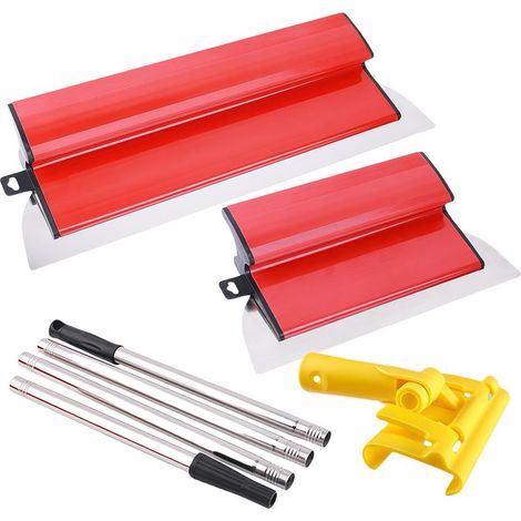 Spatule Enduit Lissage Set, Lame à Lisser en Acier Inoxydable Béton Lisseuse Enduit Couteau à Enduire, Manche en Forme de Z, pour le Plâtrage de Plafond et Mur (25 Cm+40 Cm) (1/5)