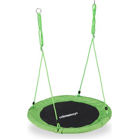 Relaxdays Nestschaukel, rund, für Kinder & Erwachsene, verstellbar, Ø 90 cm, Garten Tellerschaukel, bis 100 kg, grün