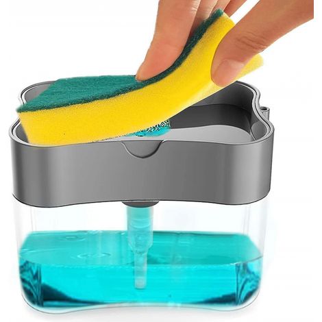 2-in-1 Seifenspender mit Schwammhalter, Spülmittelspender, Seifenspender - AquaForge (1/5)
