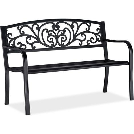 Banco de jardín vintage cómodo 120 x 60 x 80 cm con cojín suave de metal gris 130004981 (1/5)