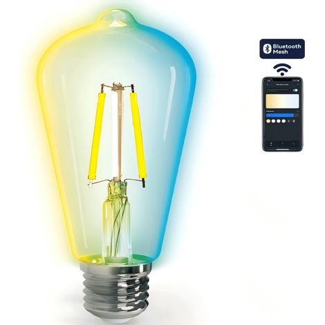 Ampoule connectée Aigostar ST64 E27 6W à grille réglable et Bluetooth, style vintage, avec verre dégradé (1/2)