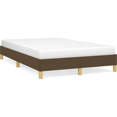 Lit double Lit adulte Cadre de lit sans matelas marron foncé 120x190 cm tissu (1/5)