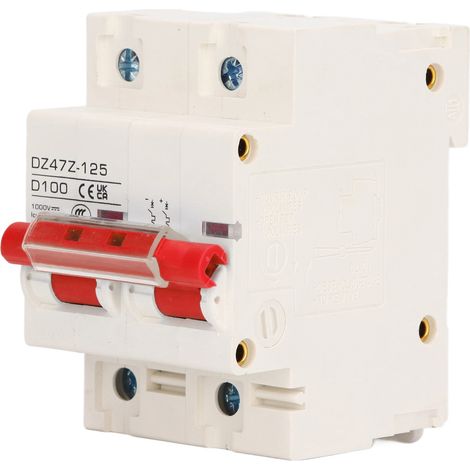 Disjoncteur CC 2P DZ47Z 125 100A, disjoncteur miniature sur rail DIN pour système photovoltaïque 1000 V, rouge (1/5)