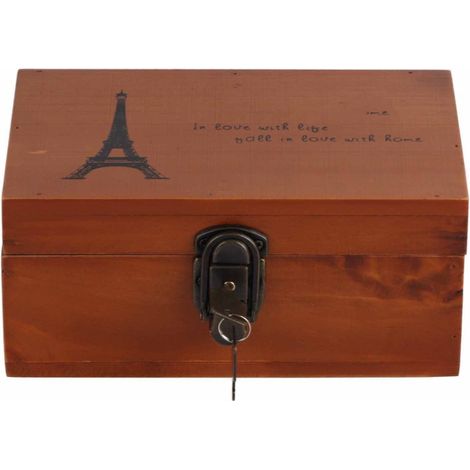 Beyamis Boîte décorative en bois de style vintage (tour en fer vintage) (1/5)